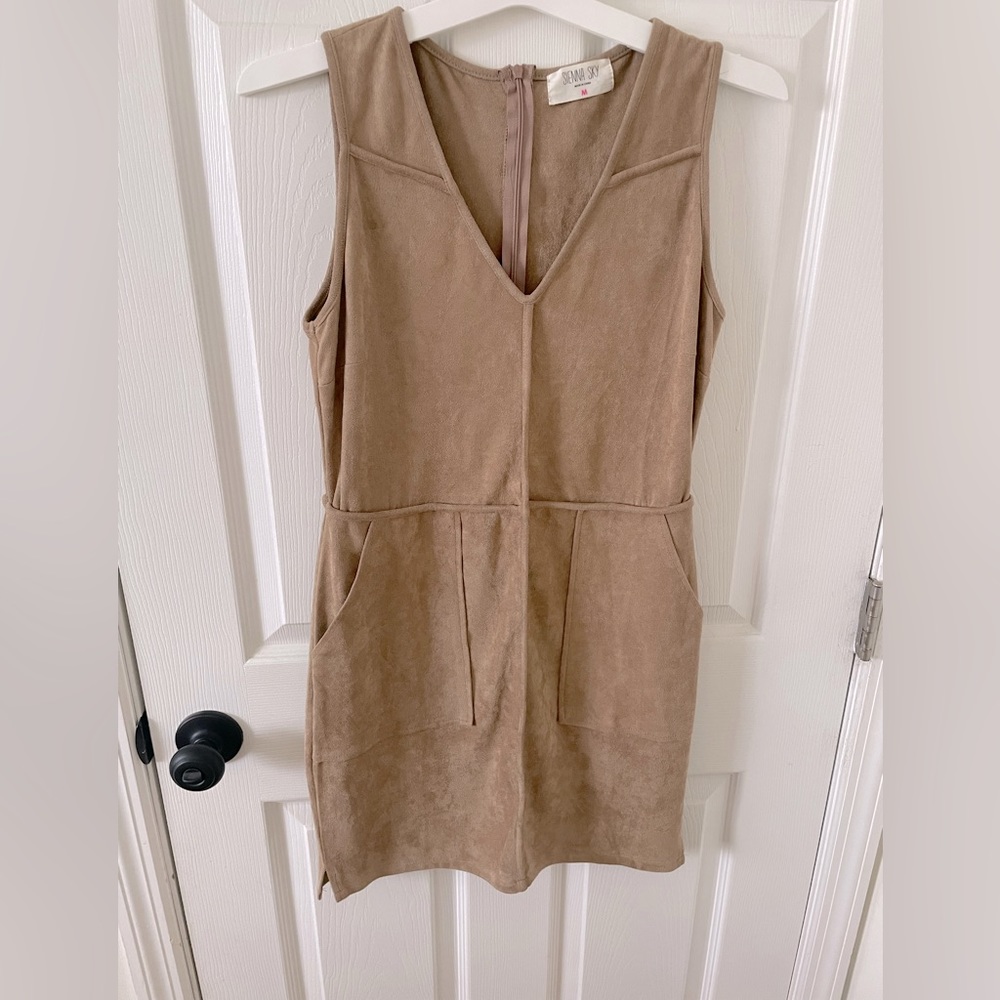 Tan suede mini dress